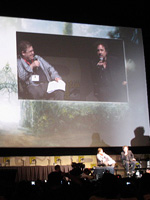 (from left) Patton Oswalt and Tim Burton at the 2009 San Diego Comic-Con International