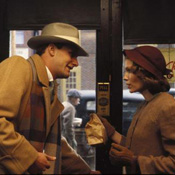 (from left) Jeff Daniels and Mia Farrow in The Purple Rose of Cairo