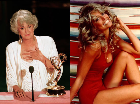 (from left) Bea Arthur and Farrah Fawcett